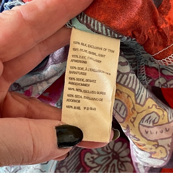 Johnny Was Oversized Flowy Tunic Watercolor Floral Silk Boho Chic Artsy Medium - Picture 7 of 8